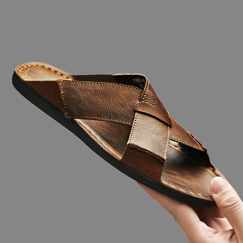 Men'S Shoes Qn - Fashion Genuine Leather Men Slippers Summer