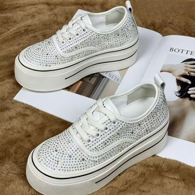 Canvas Sneaker High - Fashion Womens Shoes Luxury Rhinestone Casual