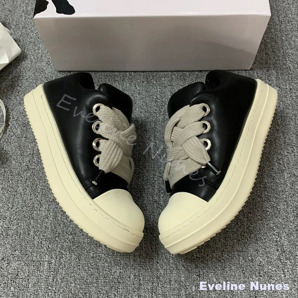 Canvas Sneaker High - Unisex Black Leather Platform Sneakers White