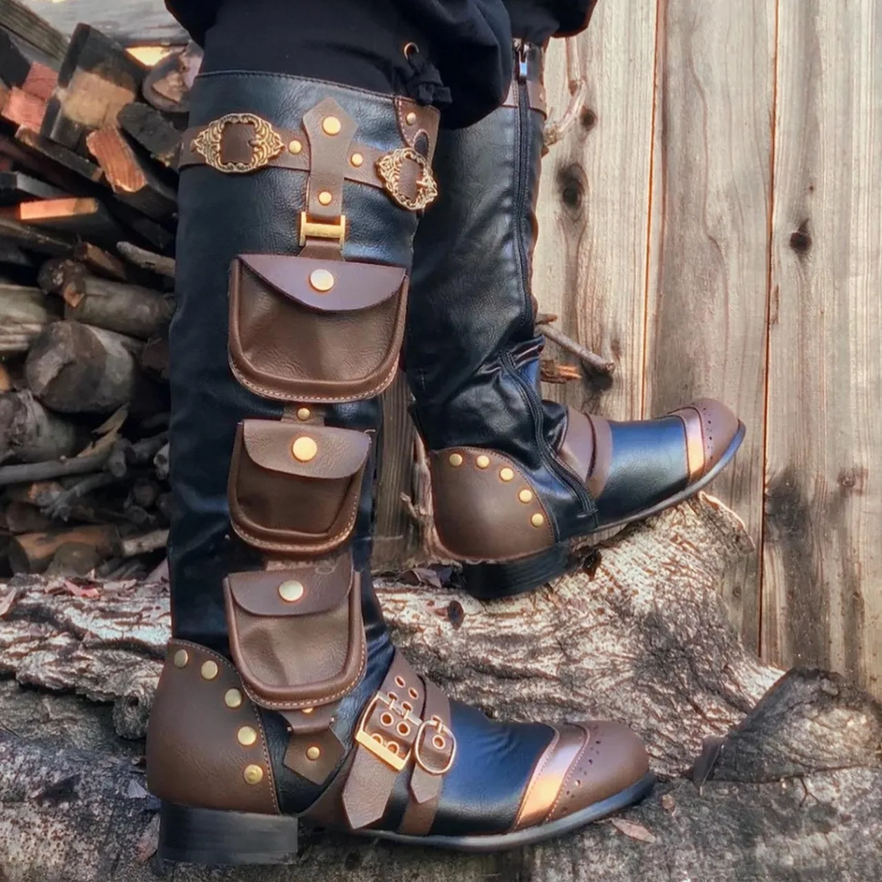 Men Shoes Europe To Us - Retro Medieval Steampunk High Boots With