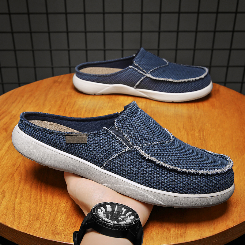 Men Shoes Xxl - Canvas Slip on Half Shoes for