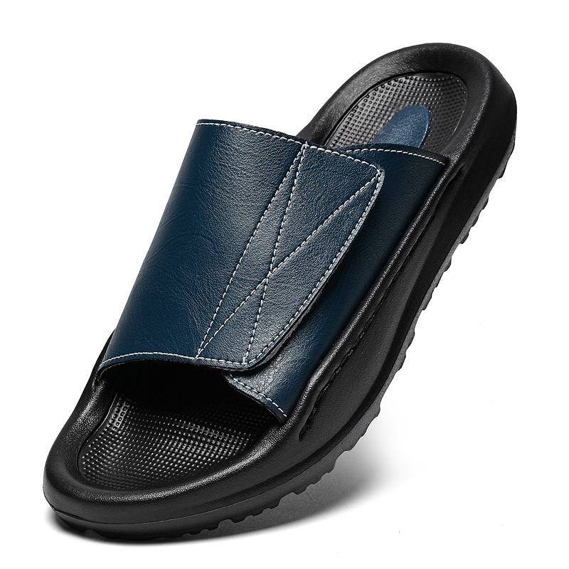 Easy-top Leather Slide Slipper - đánh giá và giá Men Shoes Velcro