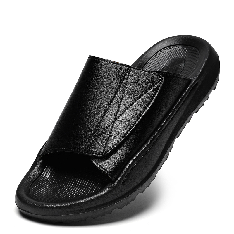Easy-top Leather Slide Slipper - đánh giá và giá Men Shoes Velcro