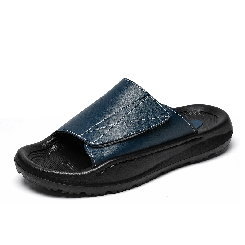 Easy-top Leather Slide Slipper - đánh giá và giá Men Shoes Velcro