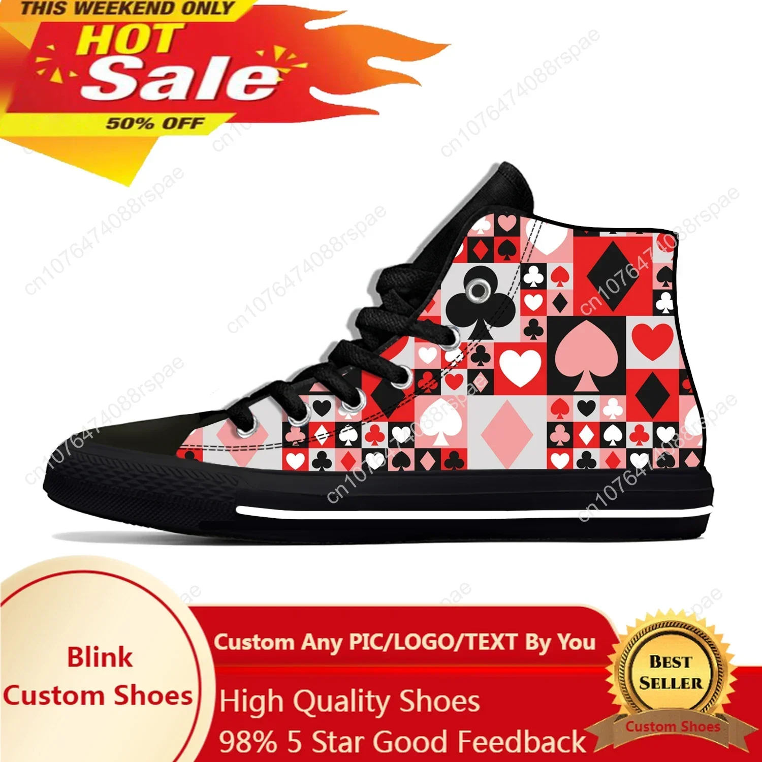 Summer Playing Card Symbol Pok - đánh giá và giá Canvas Sneaker High